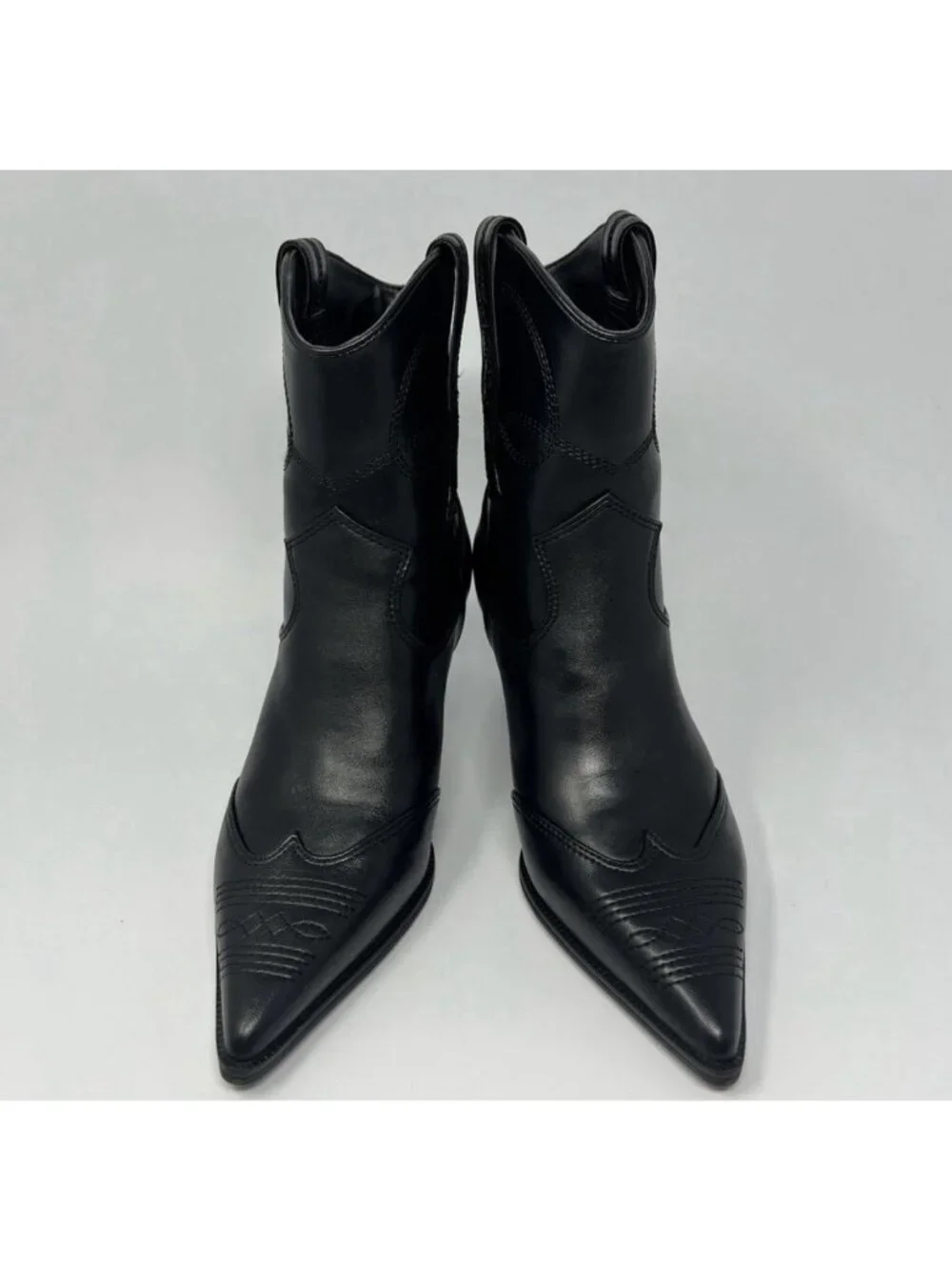 Circus NY Sam Edelman Yolanda Black Leather Western Ankle Boots Women 8.5